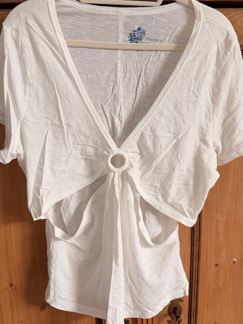 Anthropologie | Pilcro White Short-Sleeve Top w/ Ring Detail